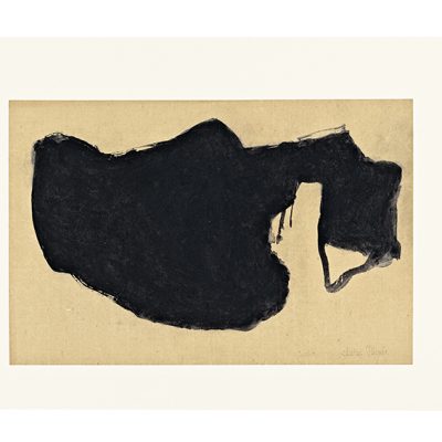 Peinture 15/6, 2015. Noir de vigne sur chine jaune, 29,8x45,2 cm.