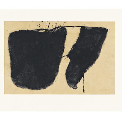 Peinture 15/8, 2015. Noir de vigne sur chine jaune, 29,8x45,2 cm.
 