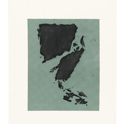 Peinture 15/86, 2015. Noir de vigne sur papier vert, 25x19,5 cm.