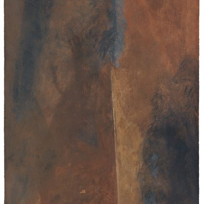 Peinture 92/8, 1992. Terres mixtes et indigo sur Arches, 66x50 cm. Musée Jenisch, Vevey.