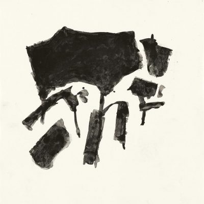 Peinture 20/7, 2020. Noirde vigne sur papier, 25x25 cm.