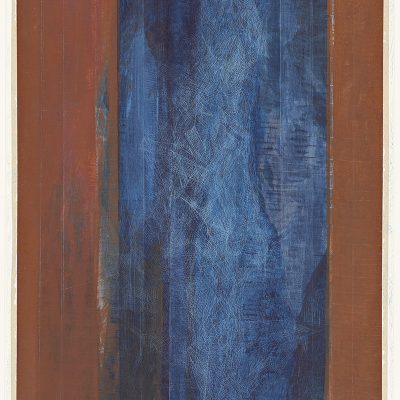 Peinture 01/5, 2001. Terre, indigo et pointe sèche sur papier, 65x48 cm. Collection privée.