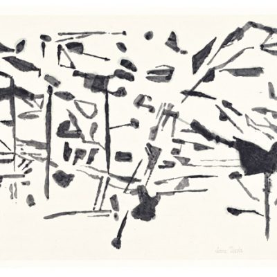 Peinture 15/61, 2015. Noir de vigne sur chine, 46x105,5 cm.