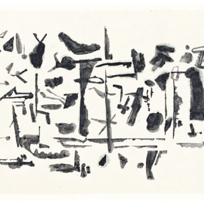 Peinture 15/62, 2015. Noir de vigne sur chine, 46x105,5 cm.