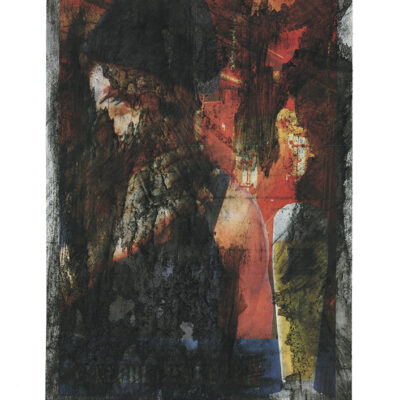Peinture 25/38, 2025. Noir de vigne et acrylique sur papier, 47x32 cm.