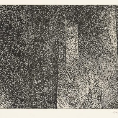 Estampe 95/4, 1995. Eau-forte et pointe sèche sur chine, 48x64 cm. Musée Jenisch Vevey - Cabinet des estampes. Collection de l'Etat de Vaud.
