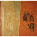 Terres mixtes et dispersion sur aggloméré. Triptyque 3 x 100 x 100 cm. Nestlé Rive-Reine, La Tour-de-Peilz, Centre International de Formation et de Conférences.