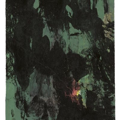 Monotype 21/22, 2021. Noir de vigne sur papier journal, 23x16 cm, unique.