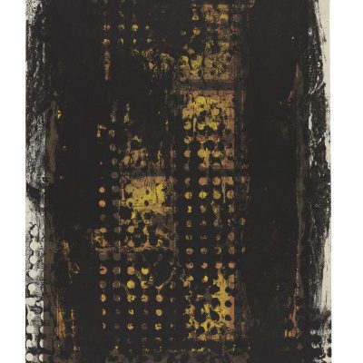 Monotype 21/50, 2021. Noir de vigne sur papier journal, 47x32,5 cm, unique.